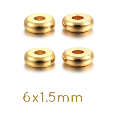 Heishi Perlen Edelstahl Golden 6x1.5mm Loch: 2mm (10)