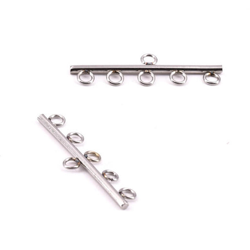Kaufen Sie Perlen in Deutschland Endkappenverschluss 5-reihig Edelstahl 27 x 7,5 mm (2)