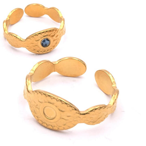 Kaufen Sie Perlen in Deutschland Ring verstellbar Edelstahl Gold Für Cabochon SS12 - 3mm (1)
