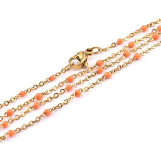 Kaufen Sie Perlen in Deutschland Kreuzkette aus Edelstahl, mit Verschluss, Golden und Emaille Orange 45 cm - 2 x 1,5 mm (1)