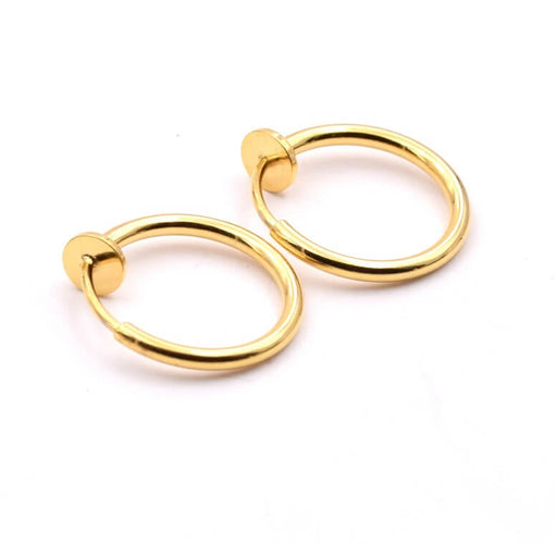 Kaufen Sie Perlen in Deutschland Edelstahl GOLD Ohrring Clip-on Hoop 15mm (2)