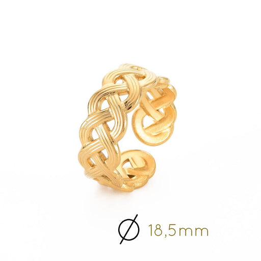Kaufen Sie Perlen in Deutschland Ring Open Braid Gold Edelstahl 8.5mm (1)