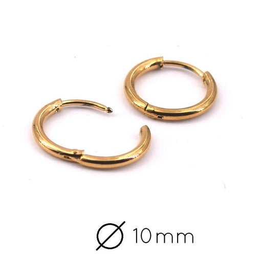 Kaufen Sie Perlen in Deutschland Huggie-Hoop-Ohrring aus Edelstahl GOLD - 13x16 mm (2)