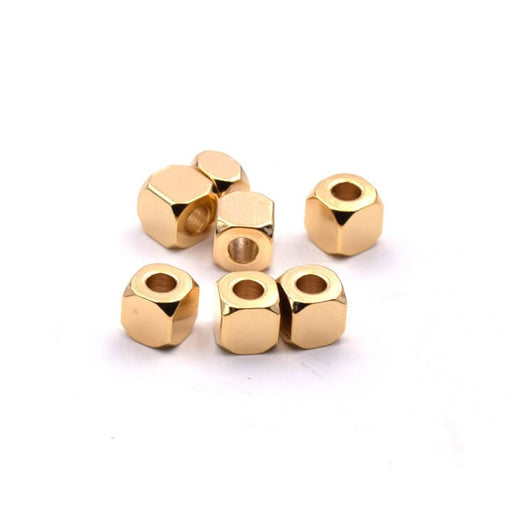 Kaufen Sie Perlen in Deutschland Würfelperlen Edelstahl Gold 4x4x4mm (5)