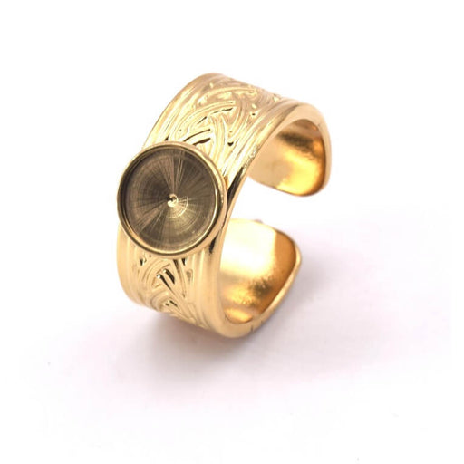 Kaufen Sie Perlen in Deutschland Ring für Cabochon 8mm goldener Edelstahl - verstellbar (1)