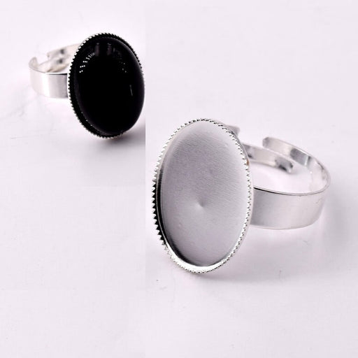 Kaufen Sie Perlen in Deutschland Ring für Cabochon Silber Edelstahl - Ovaler Cabochon 18x13mm -verstellbar (1)