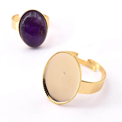 Kaufen Sie Perlen in Deutschland Ring für Cabochon goldener Edelstahl - Ovaler Cabochon 18x13mm -verstellbar (1)