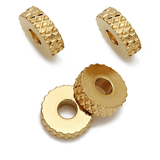 Heishi Rondelle Beads Edelstahl Diamantschliff-Golden - 6x2mm (4)