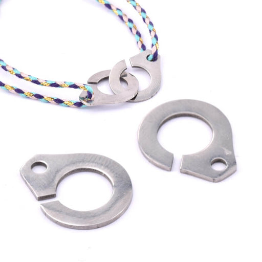 Kaufen Sie Perlen in Deutschland Handschellen und Verbindungsverschluss Edelstahl 19x15mm - Loch: 2mm (1)
