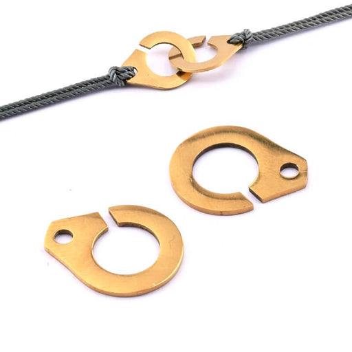 Kaufen Sie Perlen in Deutschland Handschellen und Verbindungsverschluss Gold Edelstahl 19x15mm - Loch: 2mm (2)