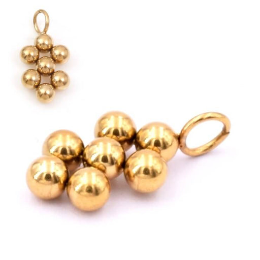 Kaufen Sie Perlen in Deutschland Anhänger 7 Perlen Edelstahl golden 11x7.5mm - Loch: 2.8mm (1)