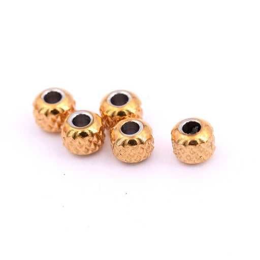 Kaufen Sie Perlen in Deutschland Rondellperle aus goldfarbenem Stahl mit Diamantschliff - 4x3.5mm - Loch: 1.6mm (8)