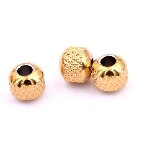 Kaufen Sie Perlen in Deutschland Rondellperle aus goldfarbenem Stahl mit Diamantschliff - 6x5.5mm - Loch: 2mm (6)