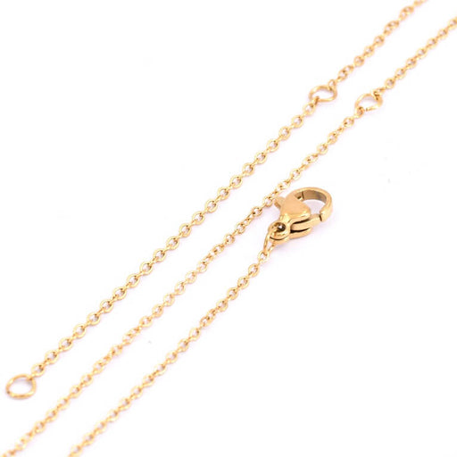 Kaufen Sie Perlen in Deutschland Extra feine 1mm Kette Halskette für goldenen Stahl - einstellbar 36-42-47cm (1)