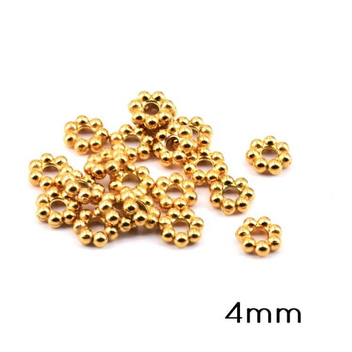 Kaufen Sie Perlen in Deutschland Heishi-Perlen-Abstandshalter, Blume, goldfarbener Stahl, 4 x 1.5mm – Loch: 1,4 mm (20)