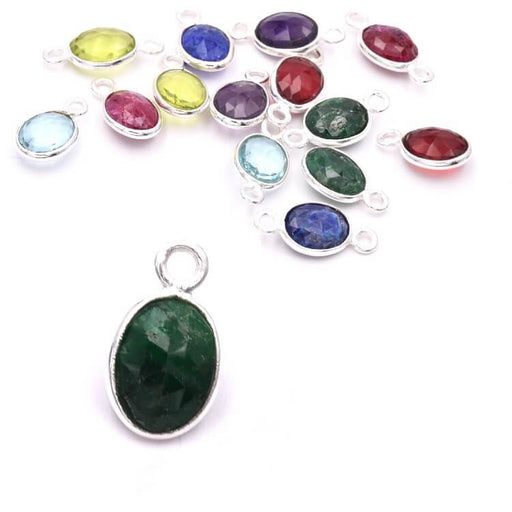 Kaufen Sie Perlen in Deutschland Anhänger Oval Grüner Onyx Set Sterling Silber 925 - 9x7mm (1)