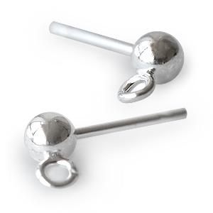 Kaufen Sie Perlen in Deutschland Ohrstecker mit 4mm Kugel und Öse Silberfarben (4)