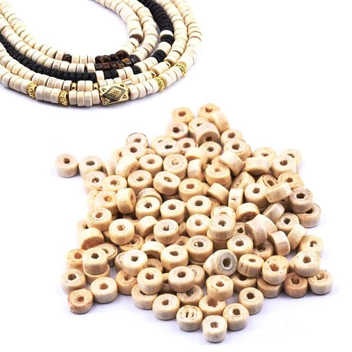 Kaufen Sie Perlen in Deutschland Natürliches Ahornholz Heishi Rondelle Bead 6x3mm - Loch: 2mm (15g)