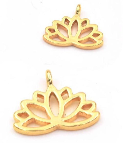 Kaufen Sie Perlen in Deutschland Charm-Anhänger Lotus goldene Qualität, 13x10mm (1)