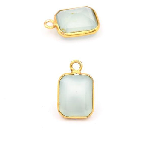 Kaufen Sie Perlen in Deutschland Anhänger Chalcedon Rechteck - Vermeil 11x9mm (1)