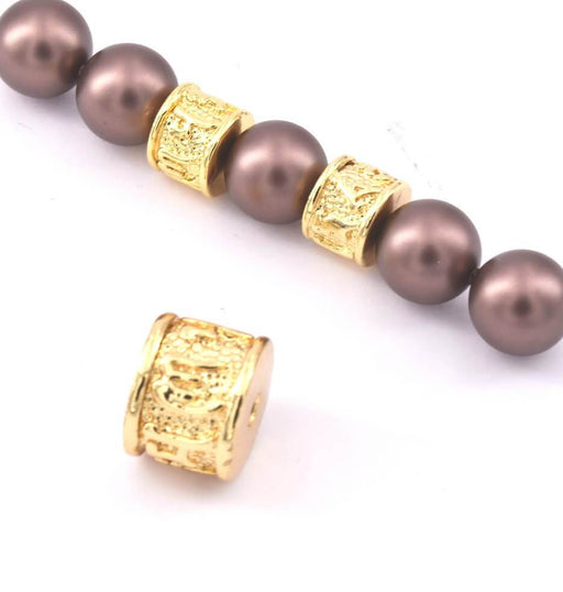 Kaufen Sie Perlen in Deutschland Röhrenperle Ethnisch vergoldet, 4.5x7 mm, Bohrung: 2 mm (1)