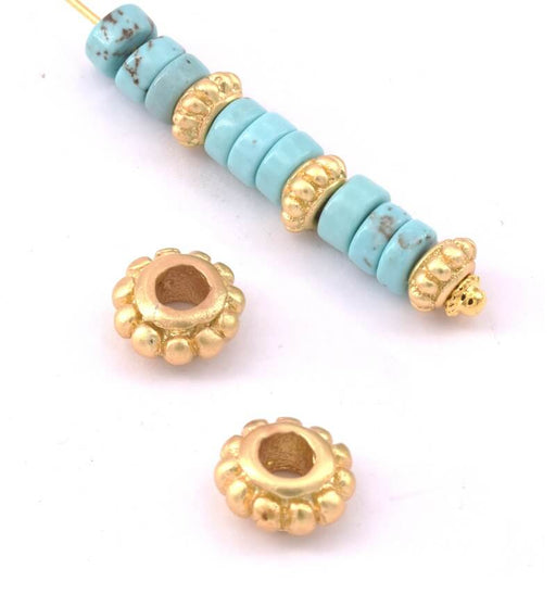 Kaufen Sie Perlen in Deutschland Separator Beads heishi 6,5x3mm matt vergoldet Qualität - Loch: 3mm (2)