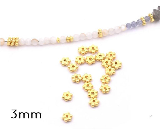 Heishi Blume Rondelle Perlen 3mm 925 Silber vergoldet (20)