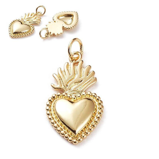 Kaufen Sie Perlen in Deutschland Charm-Anhänger Heiliges Herz Gold Metall Qualität 20x13mm (1)