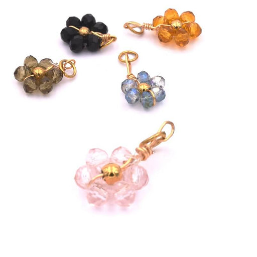 Kaufen Sie Perlen in Deutschland Anhänger Blumenglas Rosa und Stahlgold mit Ring 10x14mm (1)