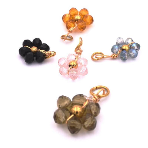 Kaufen Sie Perlen in Deutschland Anhänger Blumenglas Black Diamond und Stahl gold mit Ring 10x14mm (1)