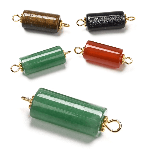 Kaufen Sie Perlen in Deutschland Zylinderverbinder Aventurin 17x8mm und Goldmessing (1)