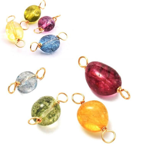 Kaufen Sie Perlen in Deutschland Verbindung Oval Mix Color Quartz - 12-7x9-6mm mit hochwertigem Golddraht (4)