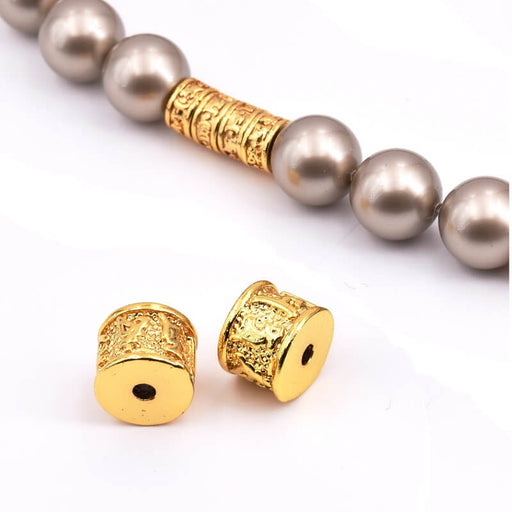 Kaufen Sie Perlen in Deutschland Tube Bead Ethnic Zylinder Qualität Golden - 9x7mm - Loch: 1.5mm (1)