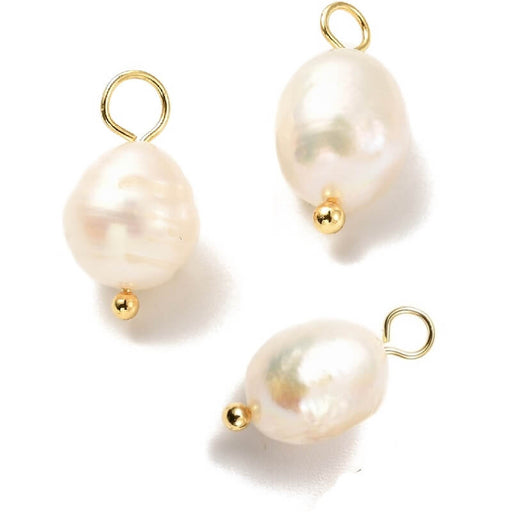 Kaufen Sie Perlen in Deutschland Süßwasserperlen Barock-Anhänger mit - 10 x 8 mm mit hochwertigem Goldfaden (2)