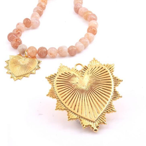 Kaufen Sie Perlen in Deutschland Medaillen-anhänger Sacred Heart Shaped goldene Messingqualität 30x30mm (1)