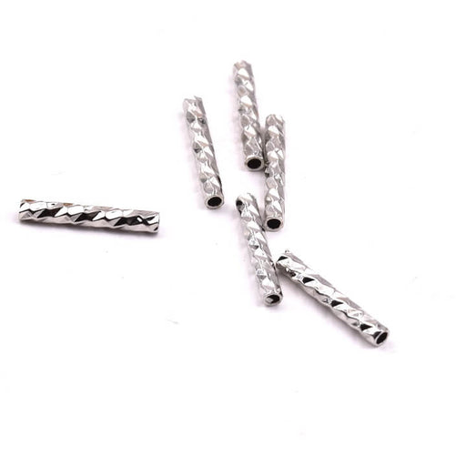 Kaufen Sie Perlen in Deutschland Rohrperlen Zylinder rhodiniert 10x1.5mm - Loch: 0.5mm (10)