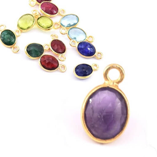 Kaufen Sie Perlen in Deutschland Anhänger Ovaler Amethyst in 925 Sterling Silber Vergoldet 9x7mm (1)
