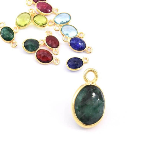Anhänger Oval Grüner Onyx in 925er Sterlingsilber, Vergoldet Golden 9x7mm (1)