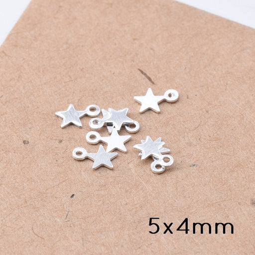 Kaufen Sie Perlen in Deutschland Winziger Sternanhänger, versilbert qualität, 5 x 4 mm (10)