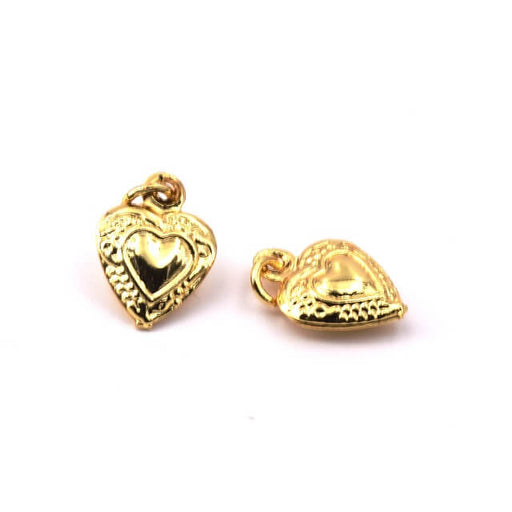 Kaufen Sie Perlen in Deutschland Anhänger Herz Retro Stil Goldmessing mit Ring 12x9mm (1)