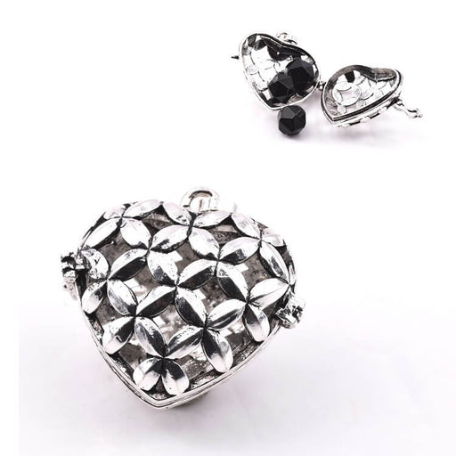 Kaufen Sie Perlen in Deutschland Pendant Medallion Heart rhodium Silver Cage 31x32x16mm (1)