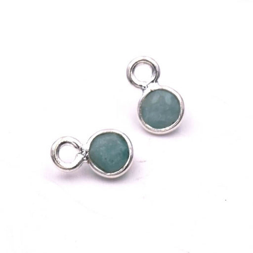 Kaufen Sie Perlen in Deutschland Tiny Charms Anhänger Rund Amazonit Set Silber 925 - 9x5mm (2)