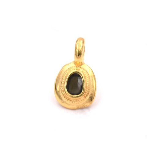 Kaufen Sie Perlen in Deutschland Tropfen-Anhänger Golden Feingold Qualität Schwarze Emaille 7x6.5mm (1)