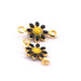 Gänseblümchen-Blumen-Charm-Verbindungsstück Messing Gold Schwarz Emaille 7 mm (2)