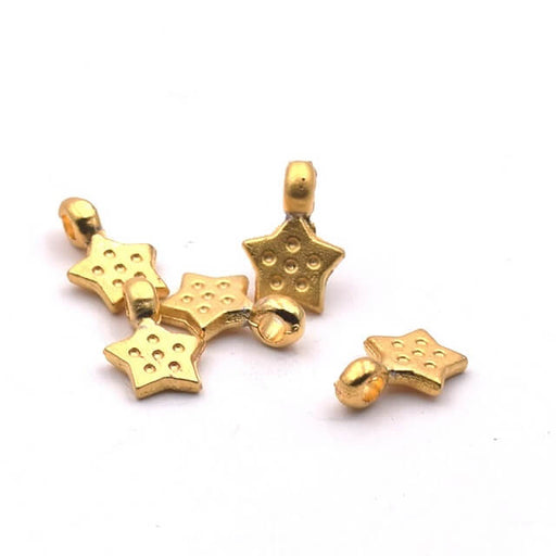 Kaufen Sie Perlen in Deutschland Tiny Charms Stern-Charm mattgoldene Messingqualität 5mm (5)