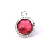 Runder Anhänger aus Sterlingsilber - facettierter rosa Turmalin - 11 mm (1)