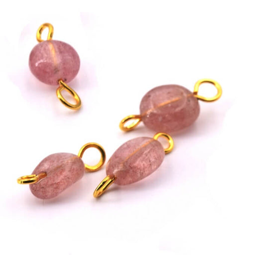 Perlenverbinder Erdbeerquarz mit goldenem Messing - 11-8 mm (4)
