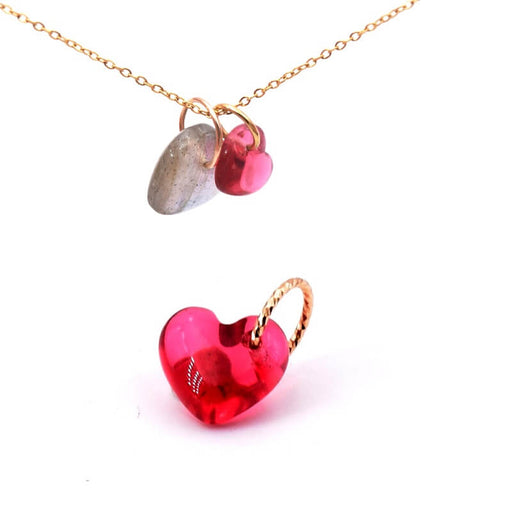 Kaufen Sie Perlen in Deutschland Herzanhänger 8 mm rosa Turmalin mit goldgefülltem Ring (1)