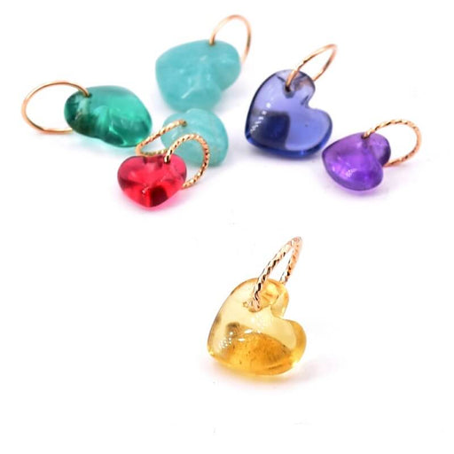 Kaufen Sie Perlen in Deutschland Herzanhänger 8 mm Imitation Citrin mit goldgefülltem Ring (1)