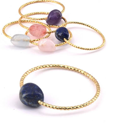 Kaufen Sie Perlen in Deutschland Ring-Anhänger Lapislazuli 22mm, Flash-Gold (1)